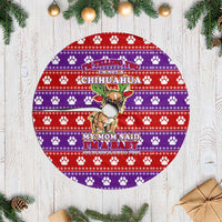 Chihuahua Christmas Tree Skirt with I’m Not a Chihuahua I’m a Baby Quote and Red Purple Christmas Pattern - Wonder Print Shop