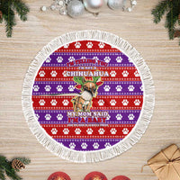 Chihuahua Christmas Tree Skirt with I’m Not a Chihuahua I’m a Baby Quote and Red Purple Christmas Pattern - Wonder Print Shop