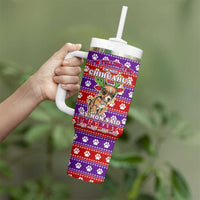 Chihuahua Christmas Tumbler With Handle with I’m Not a Chihuahua I’m a Baby Quote and Red Purple Christmas Pattern - Wonder Print Shop