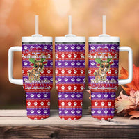Chihuahua Christmas Tumbler With Handle with I’m Not a Chihuahua I’m a Baby Quote and Red Purple Christmas Pattern - Wonder Print Shop
