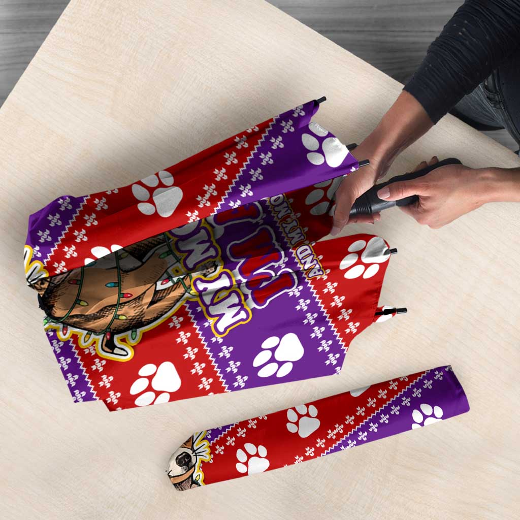 Chihuahua Christmas Umbrella with I’m Not a Chihuahua I’m a Baby Quote and Red Purple Christmas Pattern - Wonder Print Shop