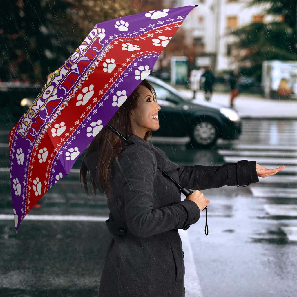Chihuahua Christmas Umbrella with I’m Not a Chihuahua I’m a Baby Quote and Red Purple Christmas Pattern - Wonder Print Shop