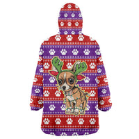 Chihuahua Christmas Wearable Blanket Hoodie with I’m Not a Chihuahua I’m a Baby Quote and Red Purple Christmas Pattern - Wonder Print Shop