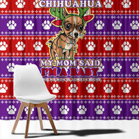 Chihuahua Christmas Window Curtain with I’m Not a Chihuahua I’m a Baby Quote and Red Purple Christmas Pattern - Wonder Print Shop