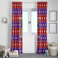 Chihuahua Christmas Window Curtain with I’m Not a Chihuahua I’m a Baby Quote and Red Purple Christmas Pattern - Wonder Print Shop