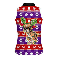Chihuahua Christmas Women Sleeveless Polo Shirt with I’m Not a Chihuahua I’m a Baby Quote and Red Purple Christmas Pattern - Wonder Print Shop