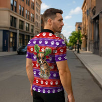 Chihuahua Christmas Zipper Polo Shirt with I’m Not a Chihuahua I’m a Baby Quote and Red Purple Christmas Pattern - Wonder Print Shop