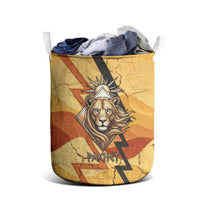 Pakhet Lion Head Laundry Basket with Claw Marks in Fiery Ancient Egyptian Motif