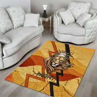 Pakhet Lion Head Area Rug with Claw Marks in Fiery Ancient Egyptian Motif