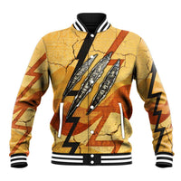 Pakhet Lion Head Baseball Jacket with Claw Marks in Fiery Ancient Egyptian Motif