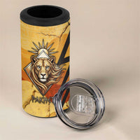 Pakhet Lion Head 4 in 1 Can Cooler Tumbler with Claw Marks in Fiery Ancient Egyptian Motif