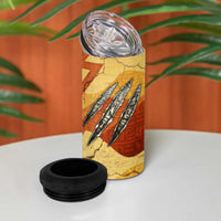 Pakhet Lion Head 4 in 1 Can Cooler Tumbler with Claw Marks in Fiery Ancient Egyptian Motif