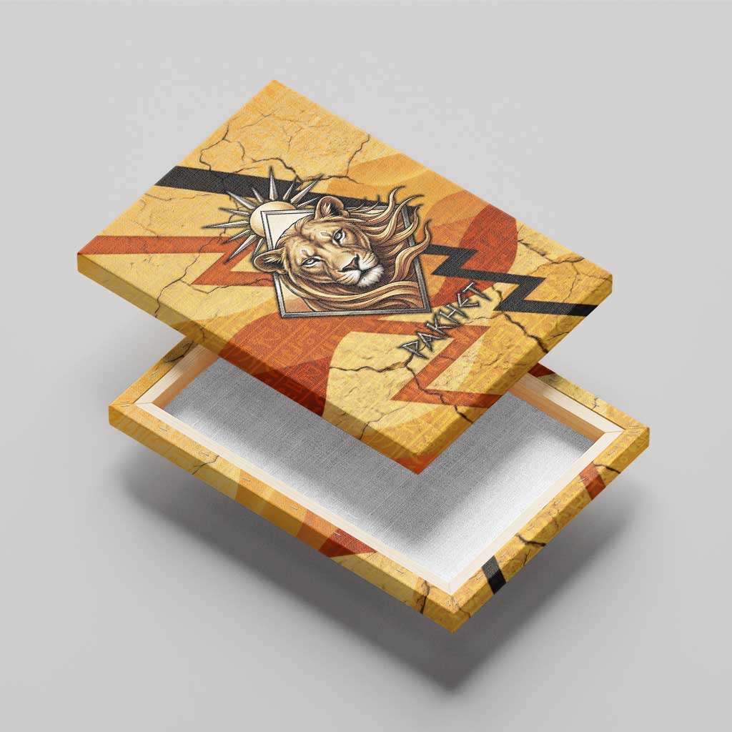 Pakhet Lion Head Canvas Wall Art with Claw Marks in Fiery Ancient Egyptian Motif