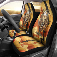 Pakhet Lion Head Car Seat Cover with Claw Marks in Fiery Ancient Egyptian Motif