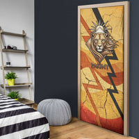 Pakhet Lion Head Door Cover with Claw Marks in Fiery Ancient Egyptian Motif