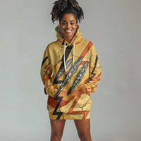 Pakhet Lion Head Hoodie Dress with Claw Marks in Fiery Ancient Egyptian Motif