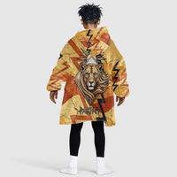 Pakhet Lion Head Kid Wearable Blanket Hoodie with Claw Marks in Fiery Ancient Egyptian Motif