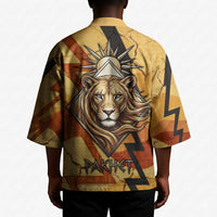 Pakhet Lion Head Kimono with Claw Marks in Fiery Ancient Egyptian Motif
