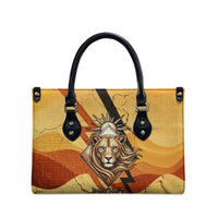 Pakhet Lion Head Leather Bag with Claw Marks in Fiery Ancient Egyptian Motif