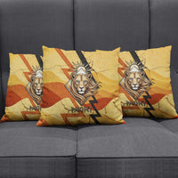 Pakhet Lion Head Pillow Cover with Claw Marks in Fiery Ancient Egyptian Motif