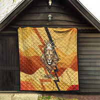 Pakhet Lion Head Quilt with Claw Marks in Fiery Ancient Egyptian Motif