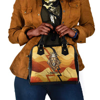 Pakhet Lion Head Shoulder Handbag with Claw Marks in Fiery Ancient Egyptian Motif