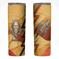 Pakhet Lion Head Skinny Tumbler with Claw Marks in Fiery Ancient Egyptian Motif