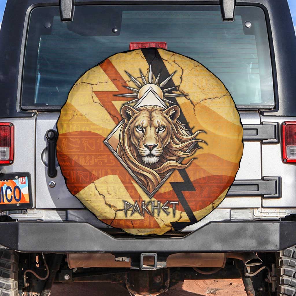 Pakhet Lion Head Spare Tire Cover with Claw Marks in Fiery Ancient Egyptian Motif