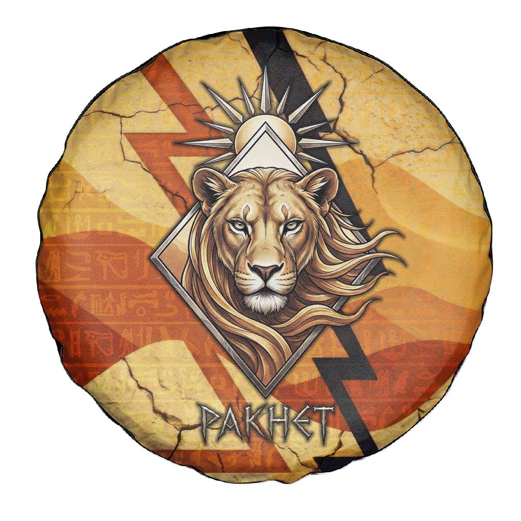 Pakhet Lion Head Spare Tire Cover with Claw Marks in Fiery Ancient Egyptian Motif