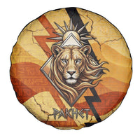 Pakhet Lion Head Spare Tire Cover with Claw Marks in Fiery Ancient Egyptian Motif