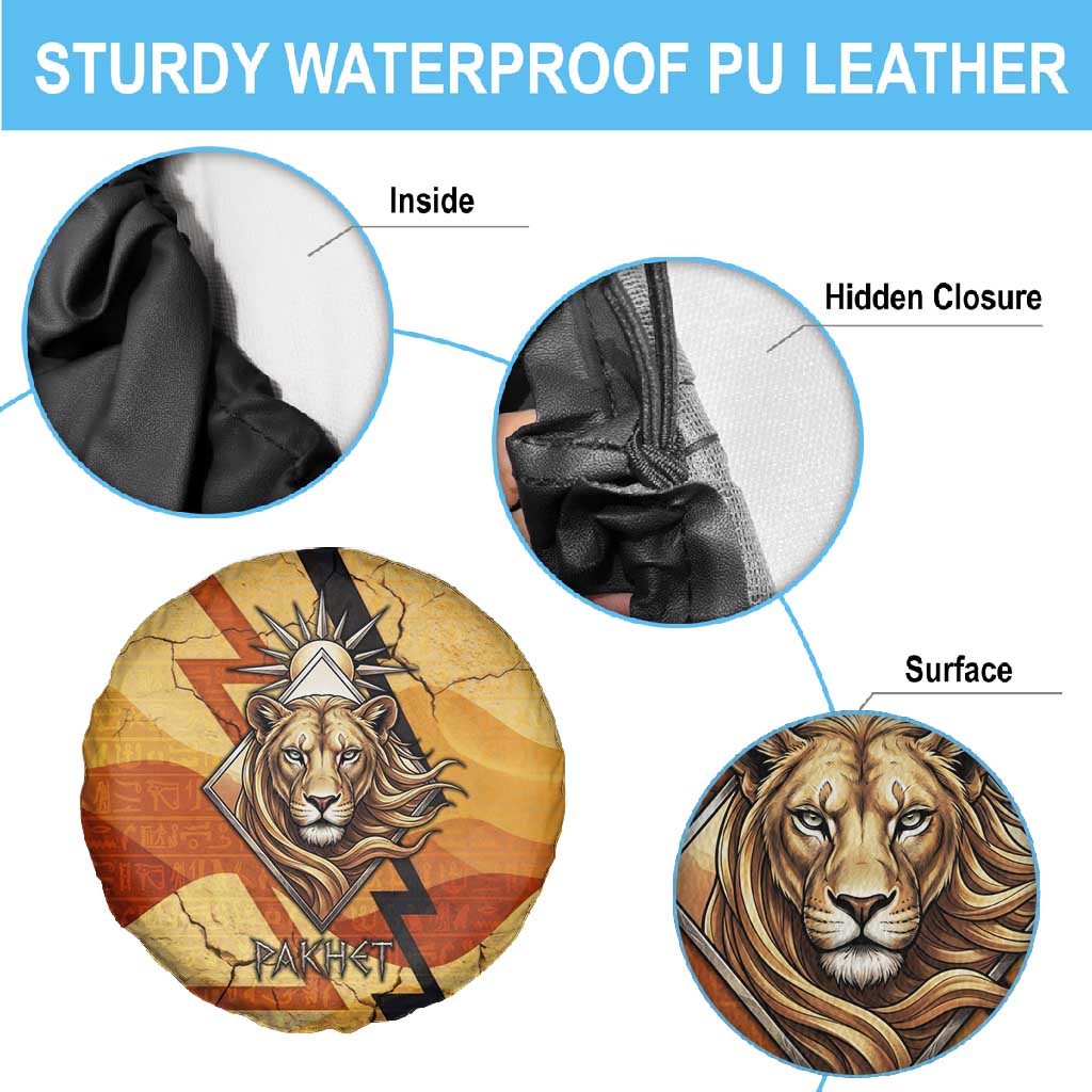 Pakhet Lion Head Spare Tire Cover with Claw Marks in Fiery Ancient Egyptian Motif