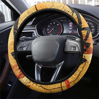 Pakhet Lion Head Steering Wheel Cover with Claw Marks in Fiery Ancient Egyptian Motif