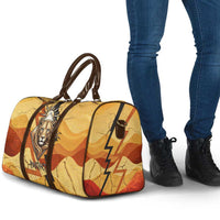 Pakhet Lion Head Travel Bag with Claw Marks in Fiery Ancient Egyptian Motif