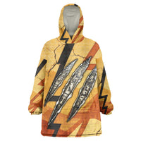 Pakhet Lion Head Wearable Blanket Hoodie with Claw Marks in Fiery Ancient Egyptian Motif