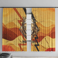 Pakhet Lion Head Window Curtain with Claw Marks in Fiery Ancient Egyptian Motif