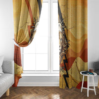 Pakhet Lion Head Window Curtain with Claw Marks in Fiery Ancient Egyptian Motif