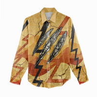 Pakhet Lion Head Women Casual Shirt with Claw Marks in Fiery Ancient Egyptian Motif