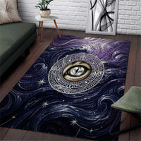 Pakhet Panther Area Rug with Cosmic Feline Eye on Starry Night River