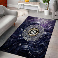 Pakhet Panther Area Rug with Cosmic Feline Eye on Starry Night River
