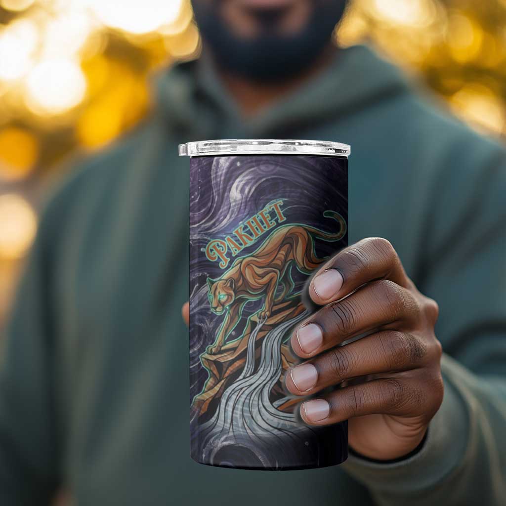 Pakhet Panther 4 in 1 Can Cooler Tumbler with Cosmic Feline Eye on Starry Night River