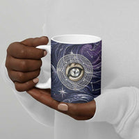 Pakhet Panther Ceramic Mug with Cosmic Feline Eye on Starry Night River
