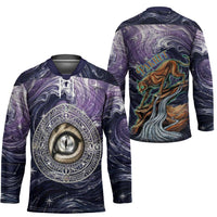 Pakhet Panther Hockey Jersey with Cosmic Feline Eye on Starry Night River