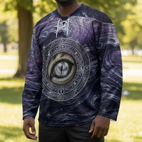 Pakhet Panther Hockey Jersey with Cosmic Feline Eye on Starry Night River