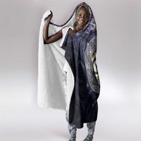Pakhet Panther Hooded Blanket with Cosmic Feline Eye on Starry Night River