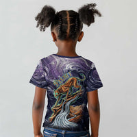 Pakhet Panther Kid T shirt with Cosmic Feline Eye on Starry Night River