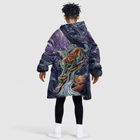Pakhet Panther Kid Wearable Blanket Hoodie with Cosmic Feline Eye on Starry Night River