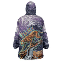 Pakhet Panther Kid Wearable Blanket Hoodie with Cosmic Feline Eye on Starry Night River