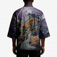 Pakhet Panther Kimono with Cosmic Feline Eye on Starry Night River