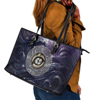 Pakhet Panther Leather Tote Bag with Cosmic Feline Eye on Starry Night River