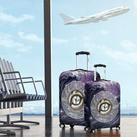 Pakhet Panther Luggage Cover with Cosmic Feline Eye on Starry Night River
